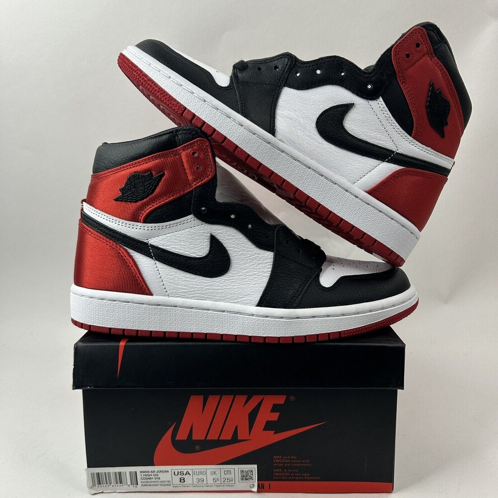 Nike Shoes Air Jordan 1 Retro High WMNS “Satin Black Toe” 2024
